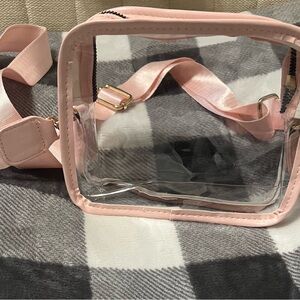 Clear Pink Crossbody stadium bag
